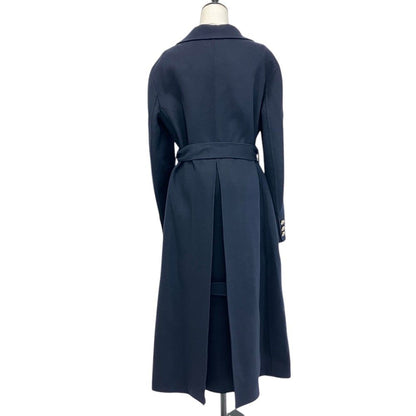 Dior Rabbit Wool Belted Long Coat Navy 42 — view 2