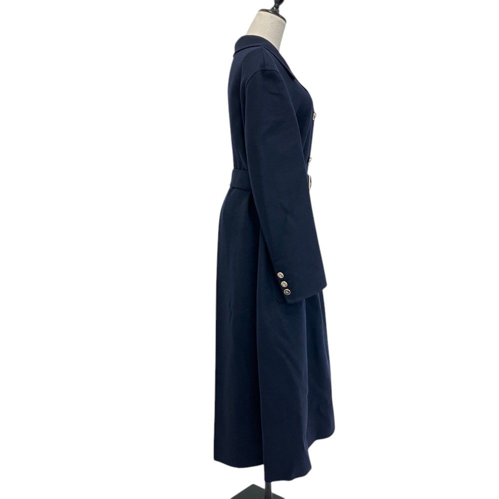 Dior Rabbit Wool Belted Long Coat Navy 42 — view 3
