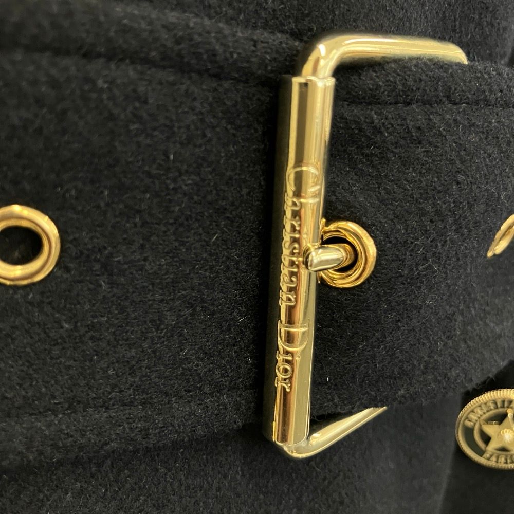 Dior Rabbit Wool Belted Long Coat Navy 42 — view 6