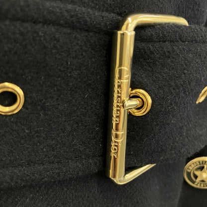 Dior Rabbit Wool Belted Long Coat Navy 42 — view 6