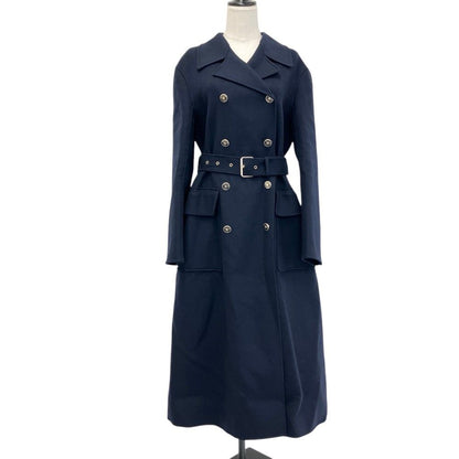 Dior Rabbit Wool Belted Long Coat Navy 42