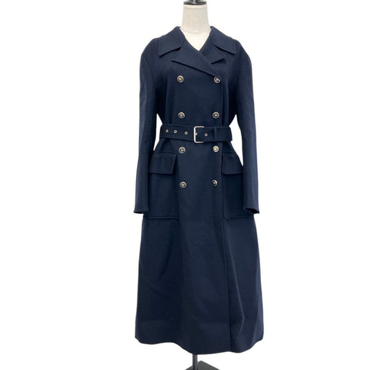 Dior Rabbit Wool Belted Long Coat Navy 42