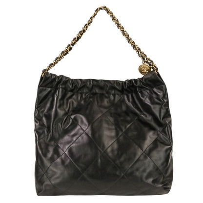 Chanel 22 Small Quilted Chain Shoulder Bag Black Gold Colored — view 2