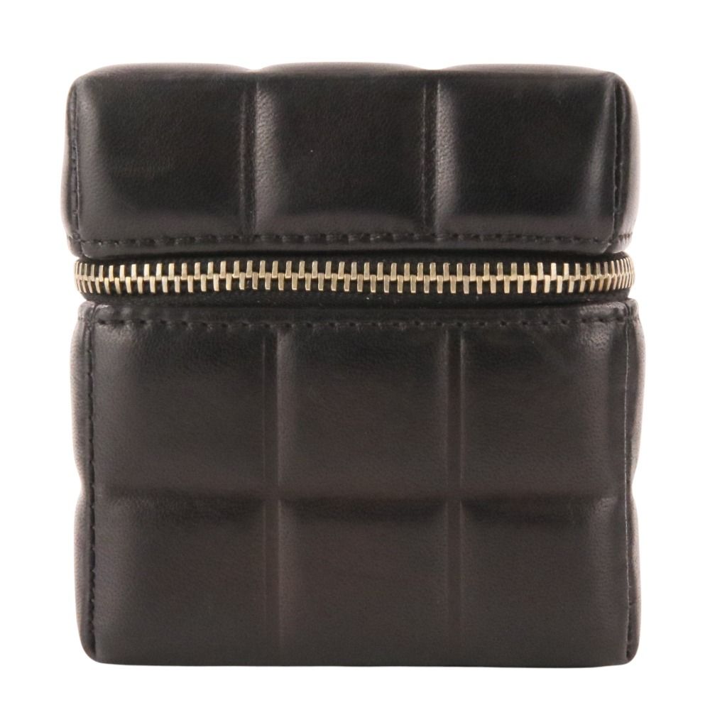Chanel Wristlet Cube CC Logo Choco Bar Leather Pouch Black — view 5
