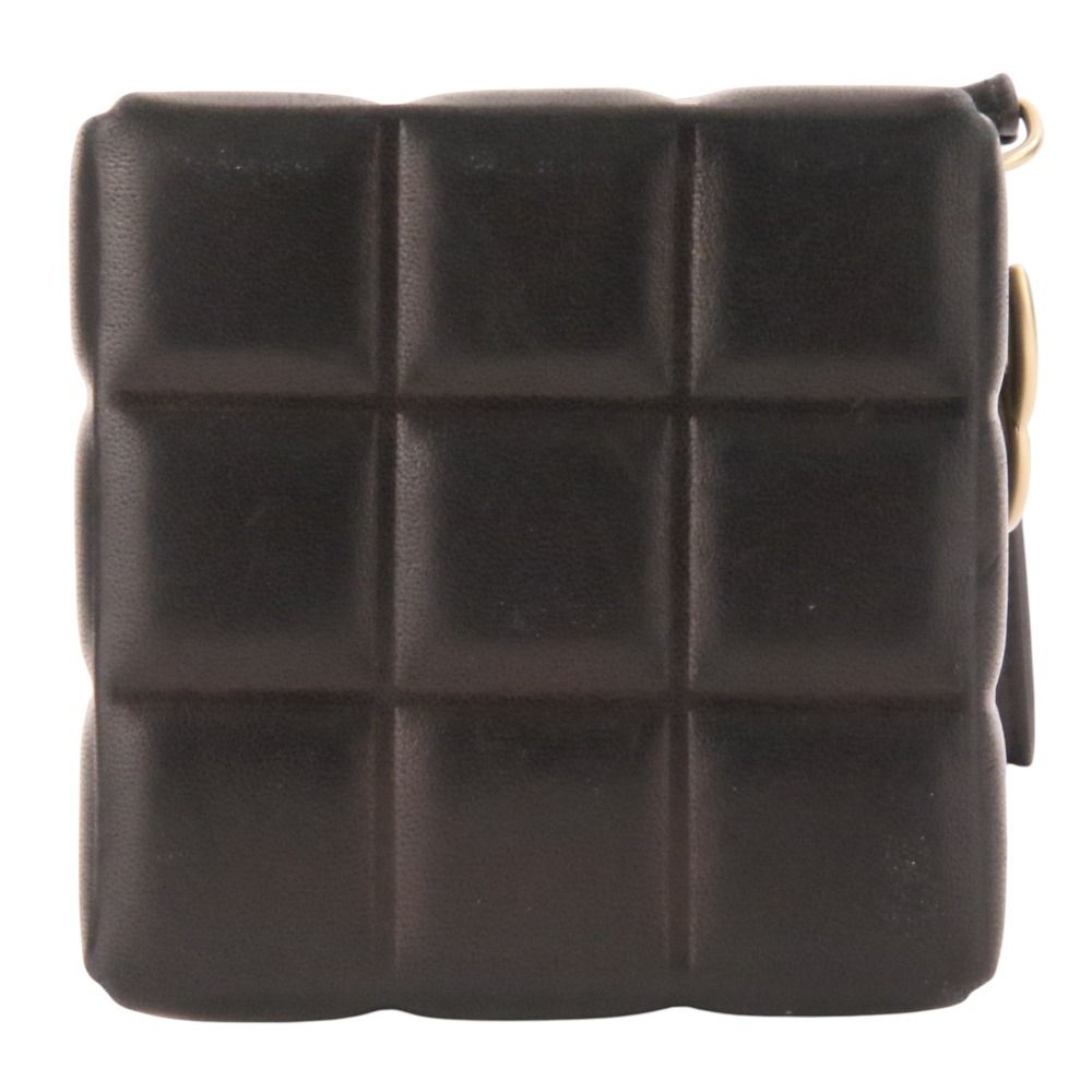 Chanel Wristlet Cube CC Logo Choco Bar Leather Pouch Black — view 8