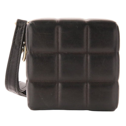 Chanel Wristlet Cube CC Logo Choco Bar Leather Pouch Black — view 7