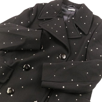 Miu Miu Rhinestone Decoration Double Breasted Coat Black — view 5