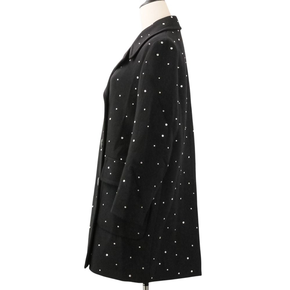 Miu Miu Rhinestone Decoration Double Breasted Coat Black — view 3