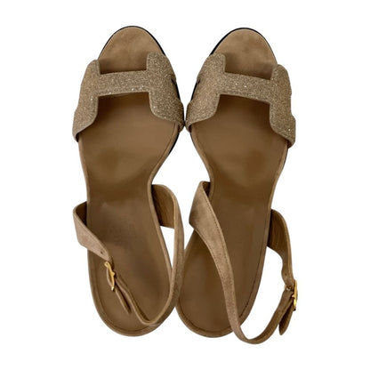 Hermes Night Slingback Sandals Greige — view 4