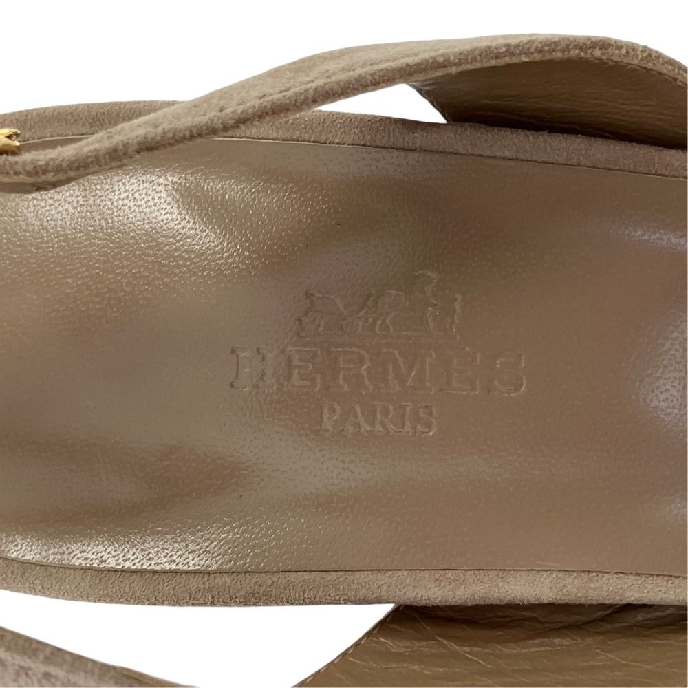 Hermes Night Slingback Sandals Greige — view 7