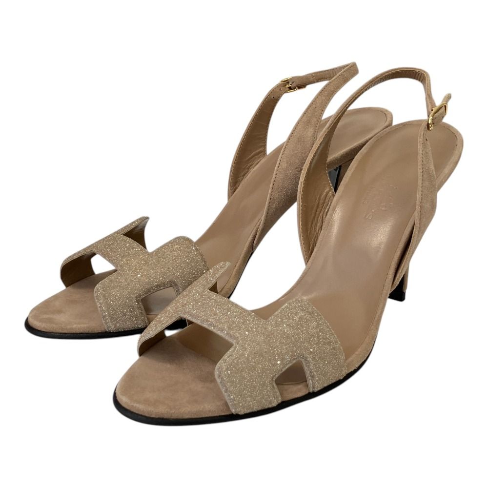 Hermes Night Slingback Sandals Greige