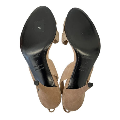 Hermes Night Slingback Sandals Greige — view 5