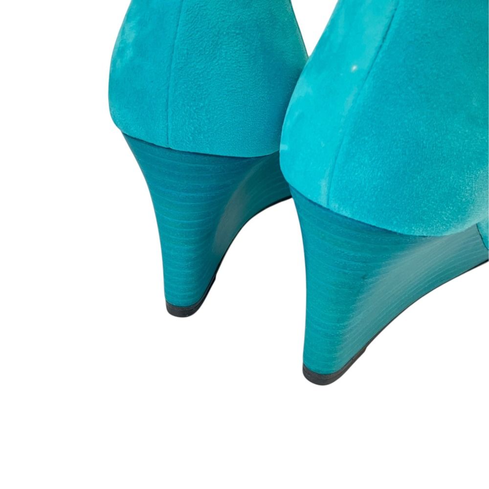 Hermes Legend H Motif Wedge Sole Sandals Turquoise Blue — view 6