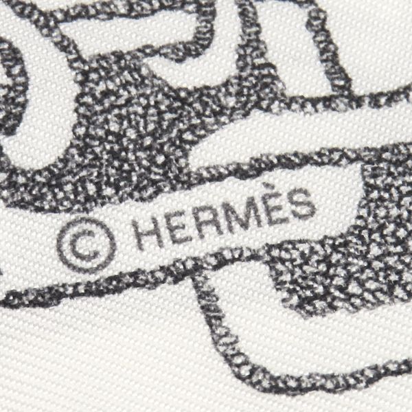 Hermes Scarf Twilly Silk White Anthracite Ankle Boucle — view 4