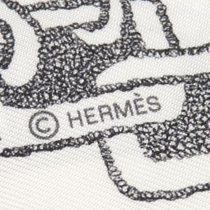 Hermes Scarf Twilly Silk White Anthracite Ankle Boucle — view 4