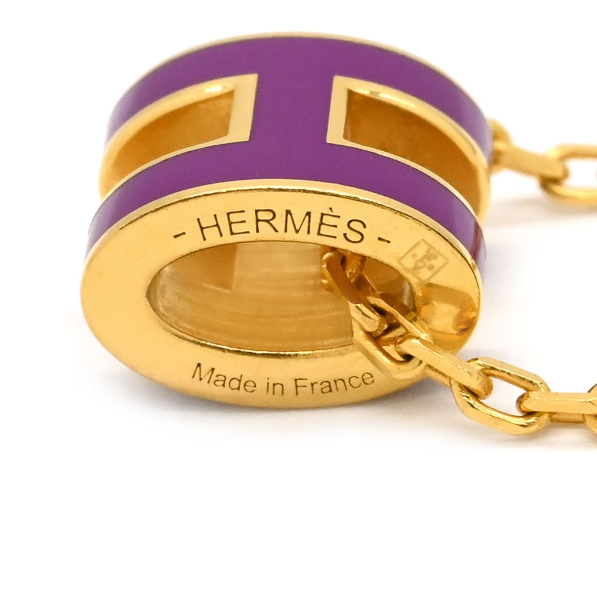 Hermes Necklace Pop H Mini Pendant Lacquer Anemone Gold Purple H Motif — view 6