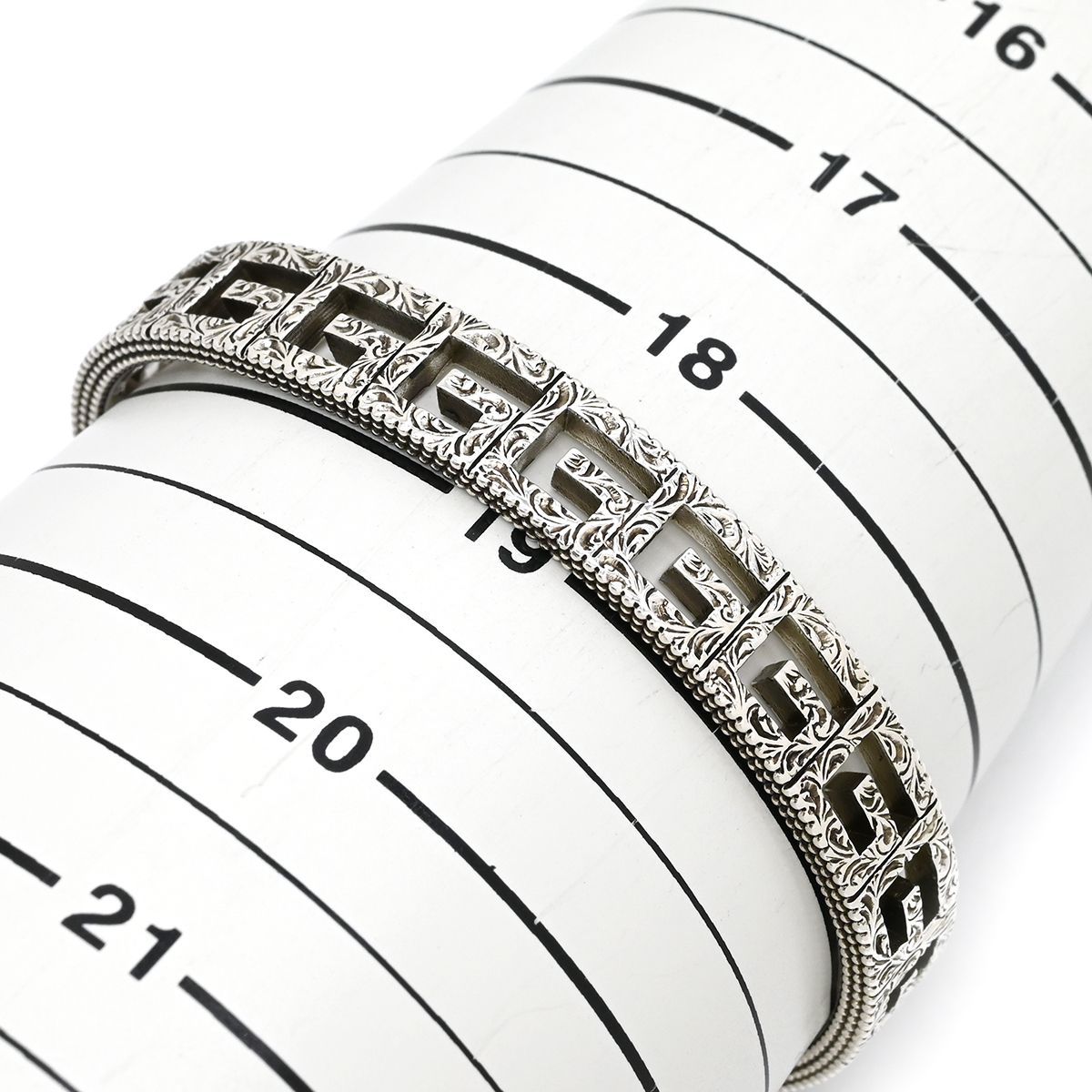 Gucci Bracelet Square G Arabesque 925 Sterling Silver Open Bangle Cutout — view 8