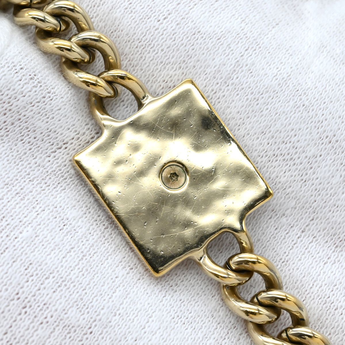 Chanel Necklace CC Logo Square Plate Rhinestone Gold CC Mark Choker Champagne — view 3