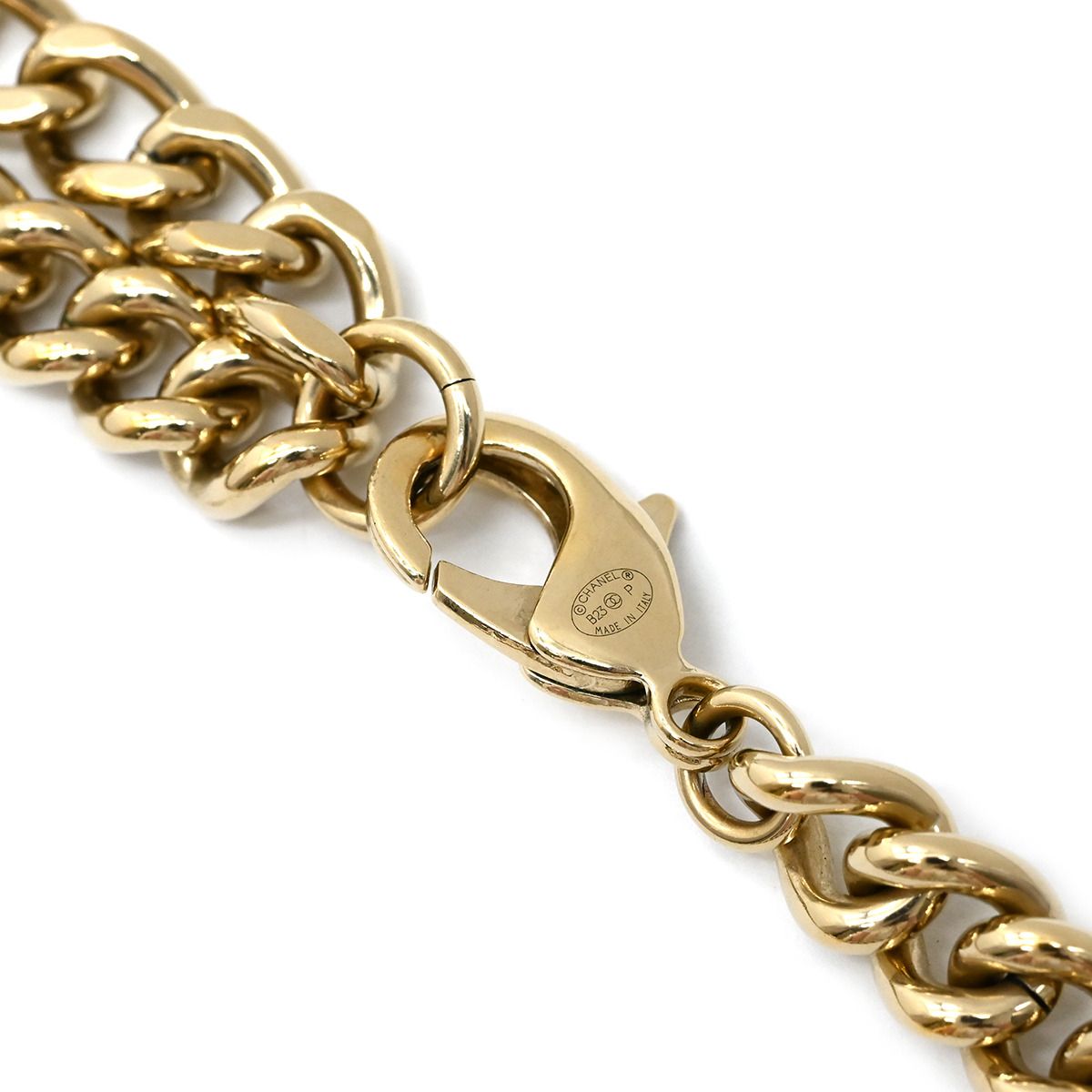Chanel Necklace CC Logo Square Plate Rhinestone Gold CC Mark Choker Champagne — view 5
