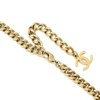Chanel Necklace CC Logo Square Plate Rhinestone Gold CC Mark Choker Champagne — view 4
