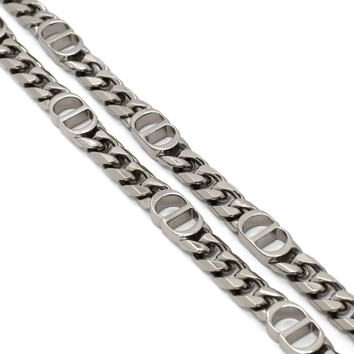 Dior Necklace CD Icon Chain Link Brass Silver CD Logo — view 3