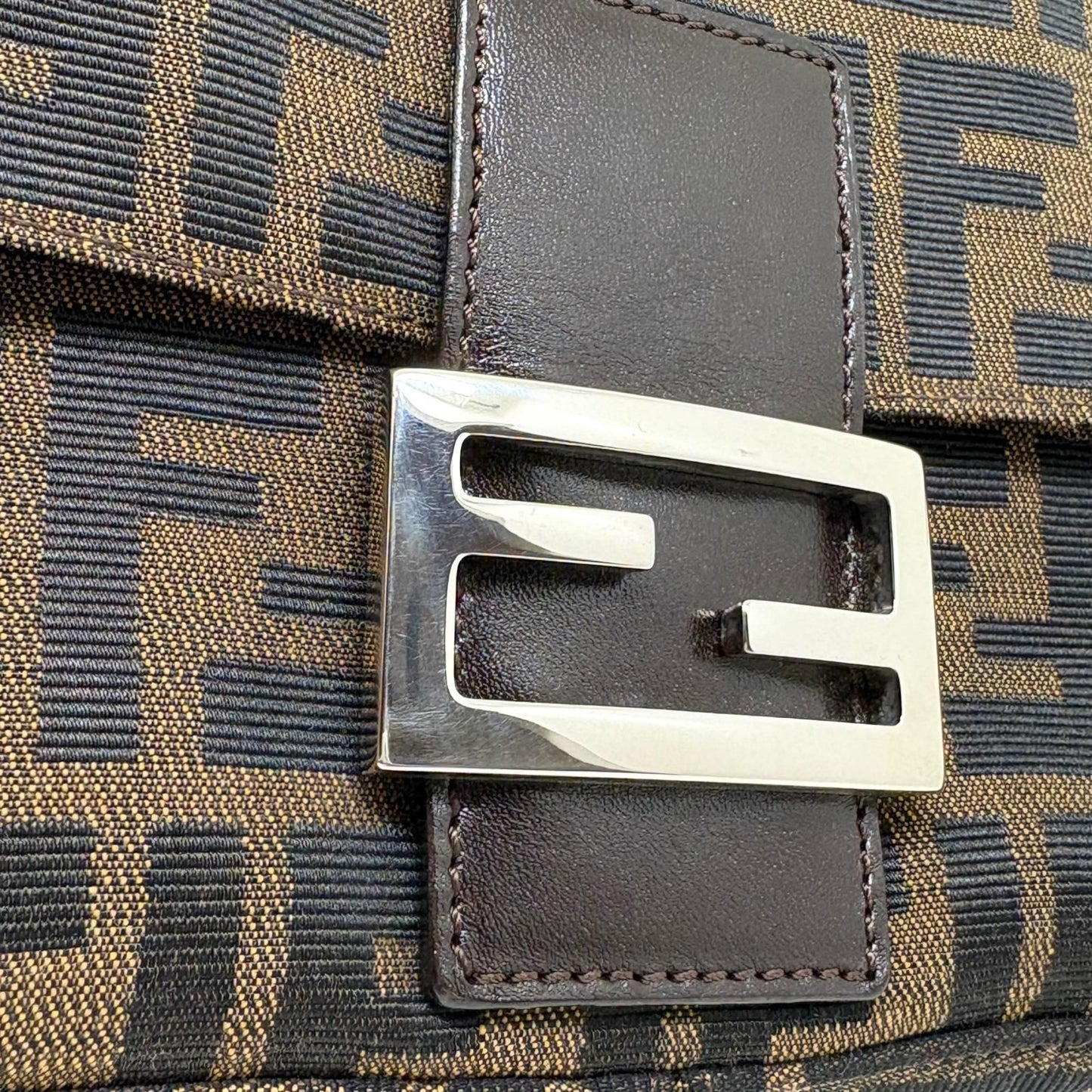 Fendi Zucca Baguette Brown Silver Canvas Leather 2454/26424/008 Handbag — view 6
