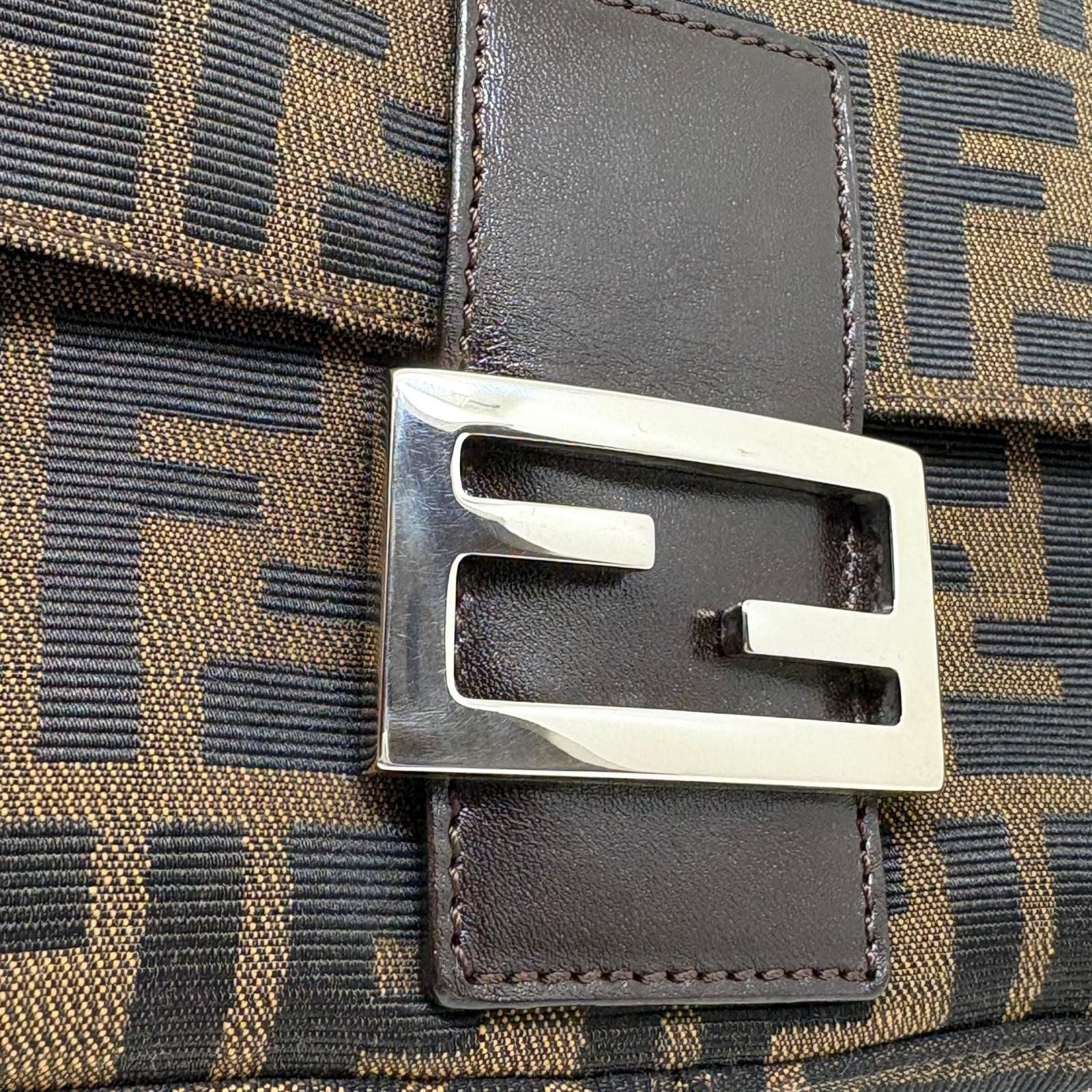 Fendi Zucca Baguette Brown Silver Canvas Leather 2454/26424/008 Handbag — view 6