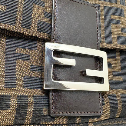 Fendi Zucca Baguette Brown Silver Canvas Leather 2454/26424/008 Handbag — view 6