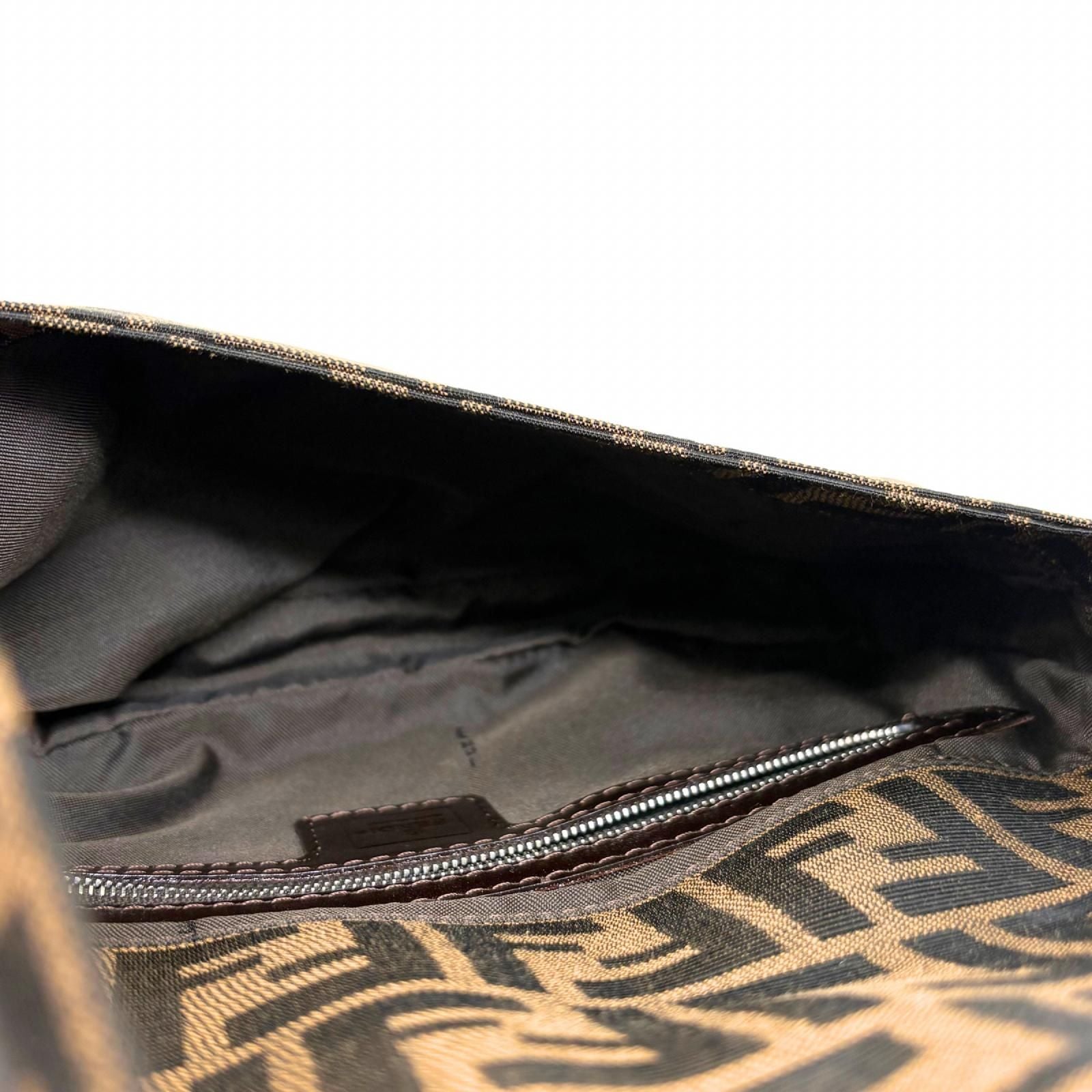 Fendi Zucca Baguette Brown Silver Canvas Leather 2454/26424/008 Handbag — view 8