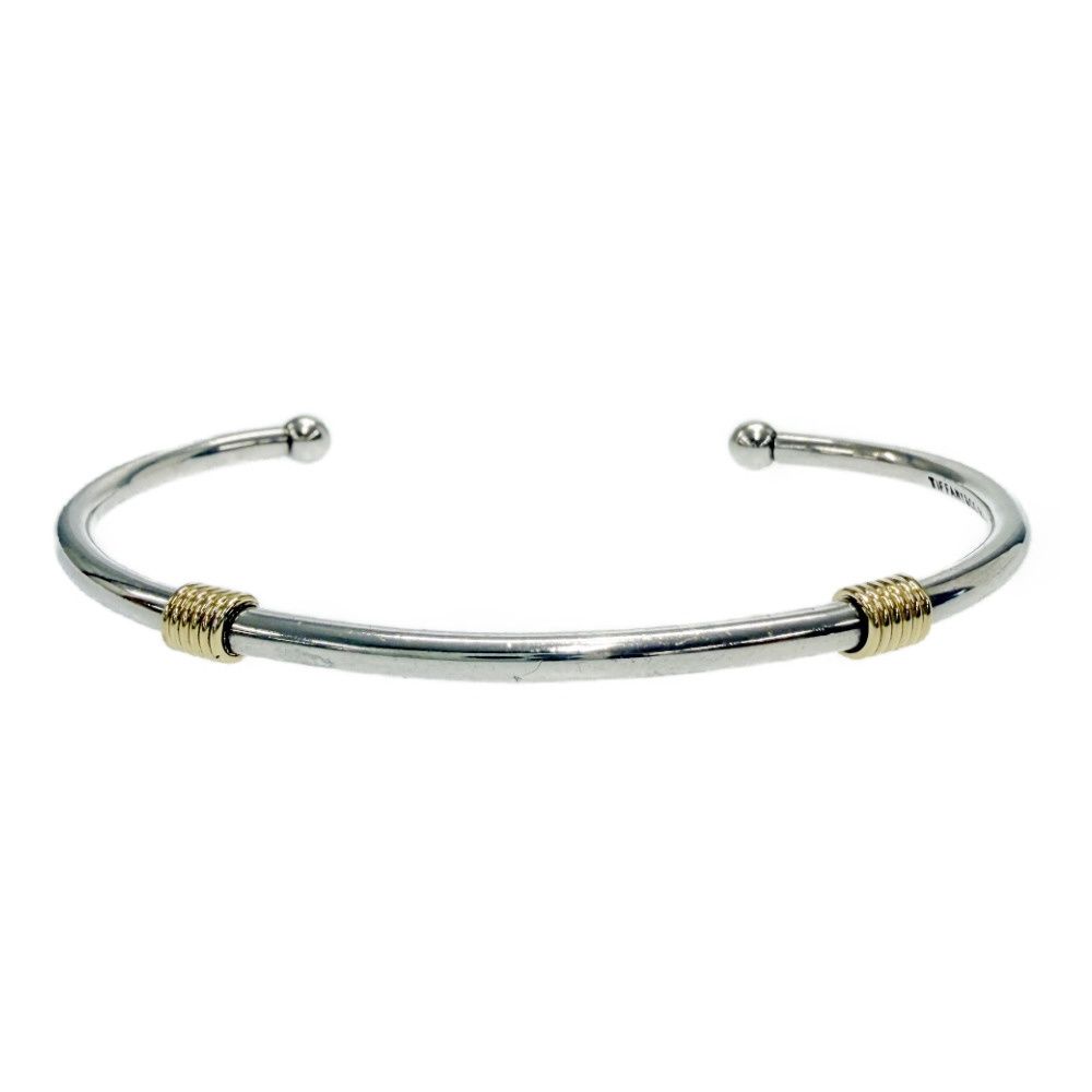 Tiffany & Co Silver Gold Band Wire Bangle Bracelet