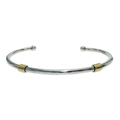 Tiffany & Co Silver Gold Band Wire Bangle Bracelet