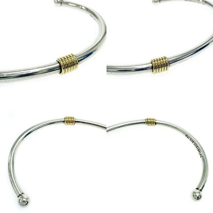 Tiffany & Co Silver Gold Band Wire Bangle Bracelet — view 6