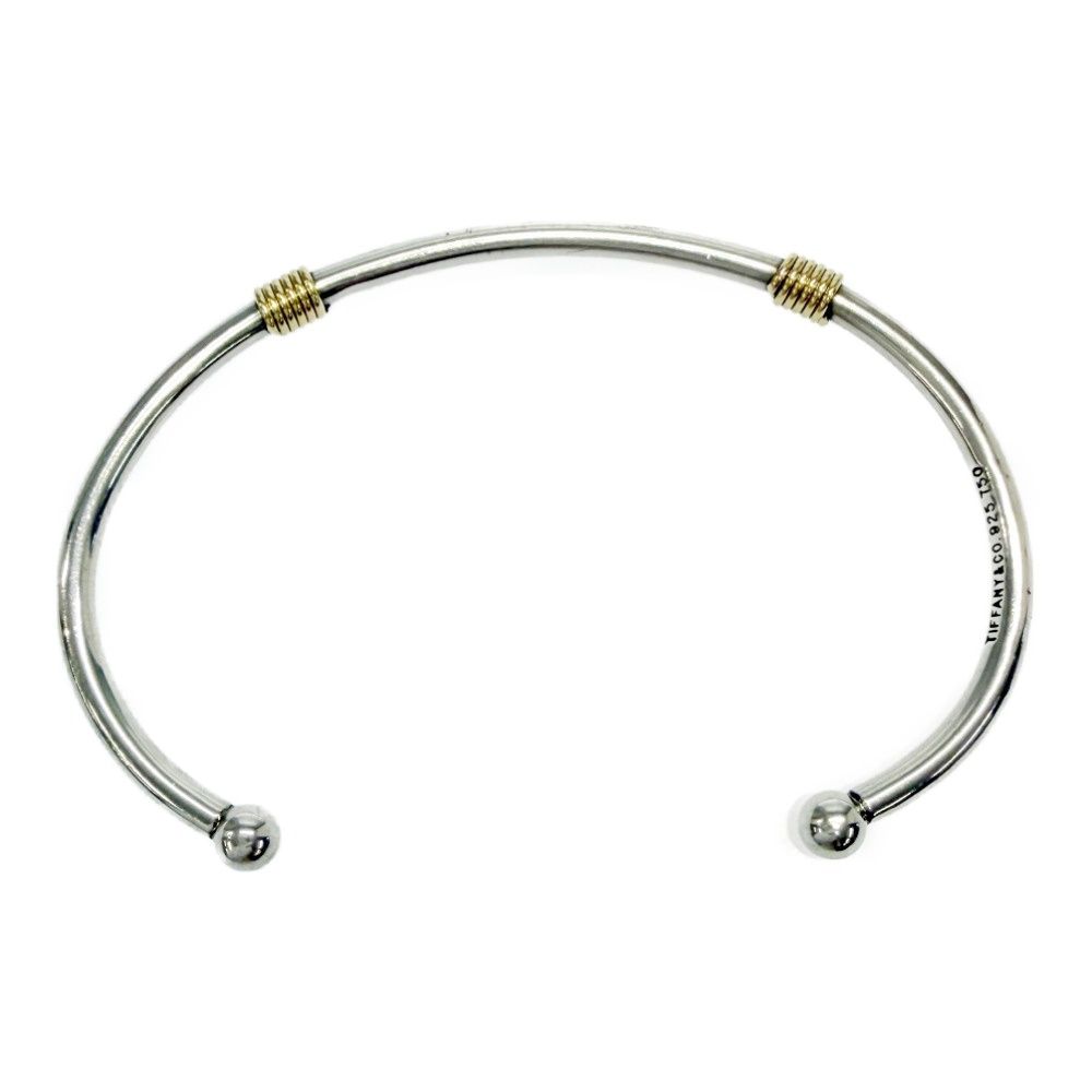 Tiffany & Co Silver Gold Band Wire Bangle Bracelet — view 5