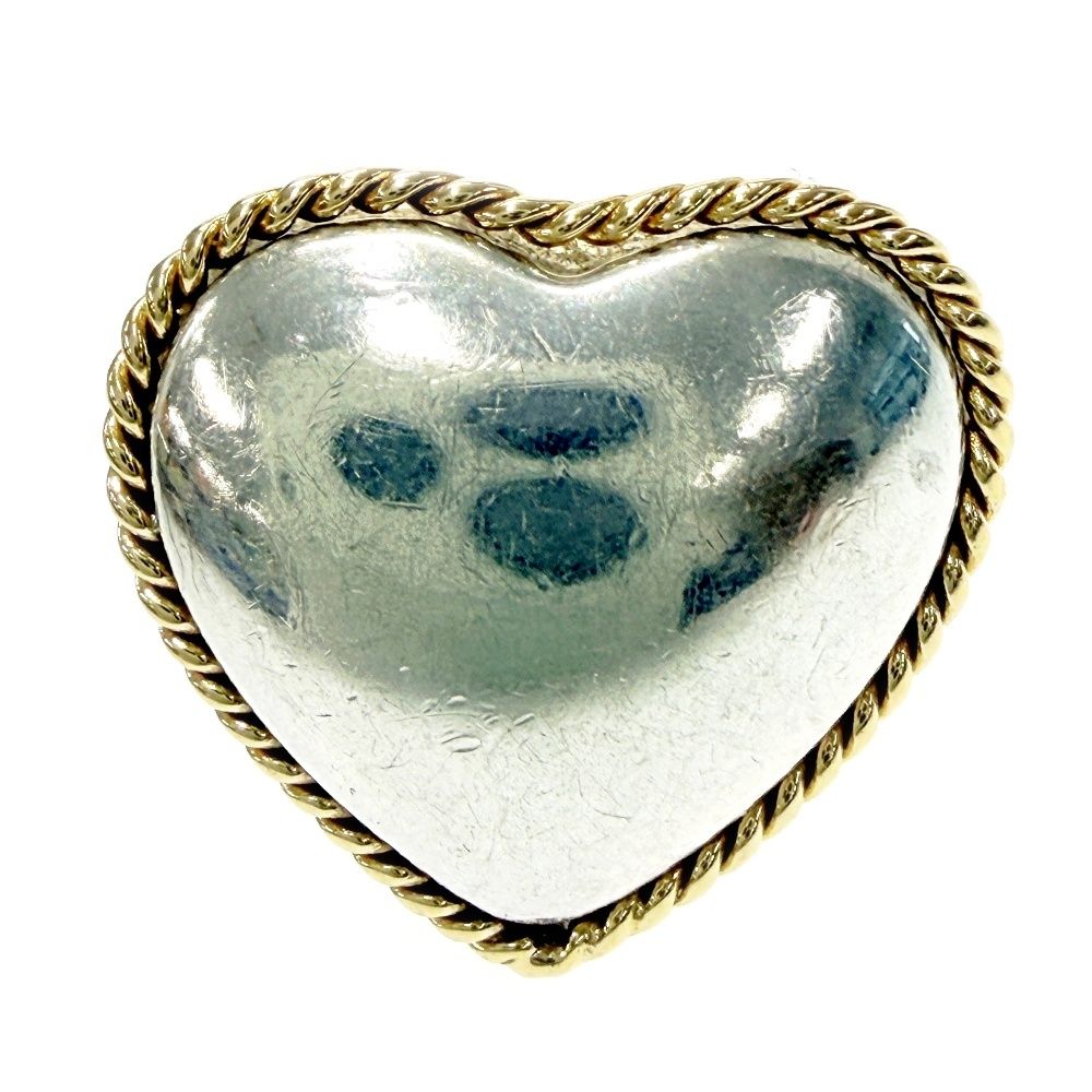 Tiffany & Co Silver Gold Full Heart Twisted Rope Ring — view 3