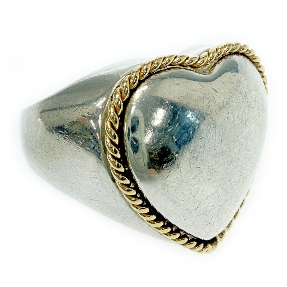 Tiffany & Co Silver Gold Full Heart Twisted Rope Ring — view 2