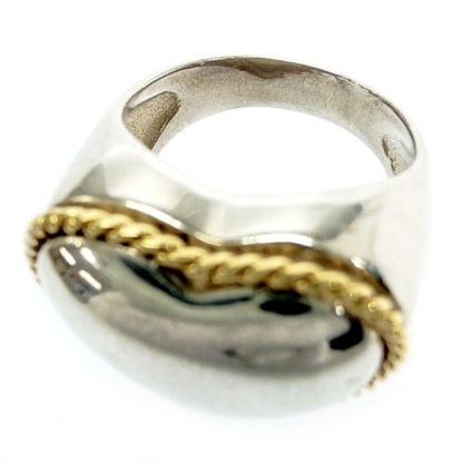 Tiffany & Co Silver Gold Full Heart Twisted Rope Ring — view 7