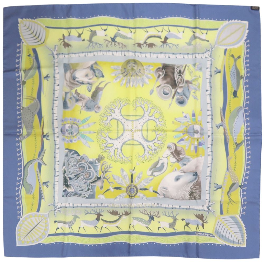 Hermes Carre 90 la Vie du Grand Nord Life in the Arctic Circle Scarf Silk — view 3