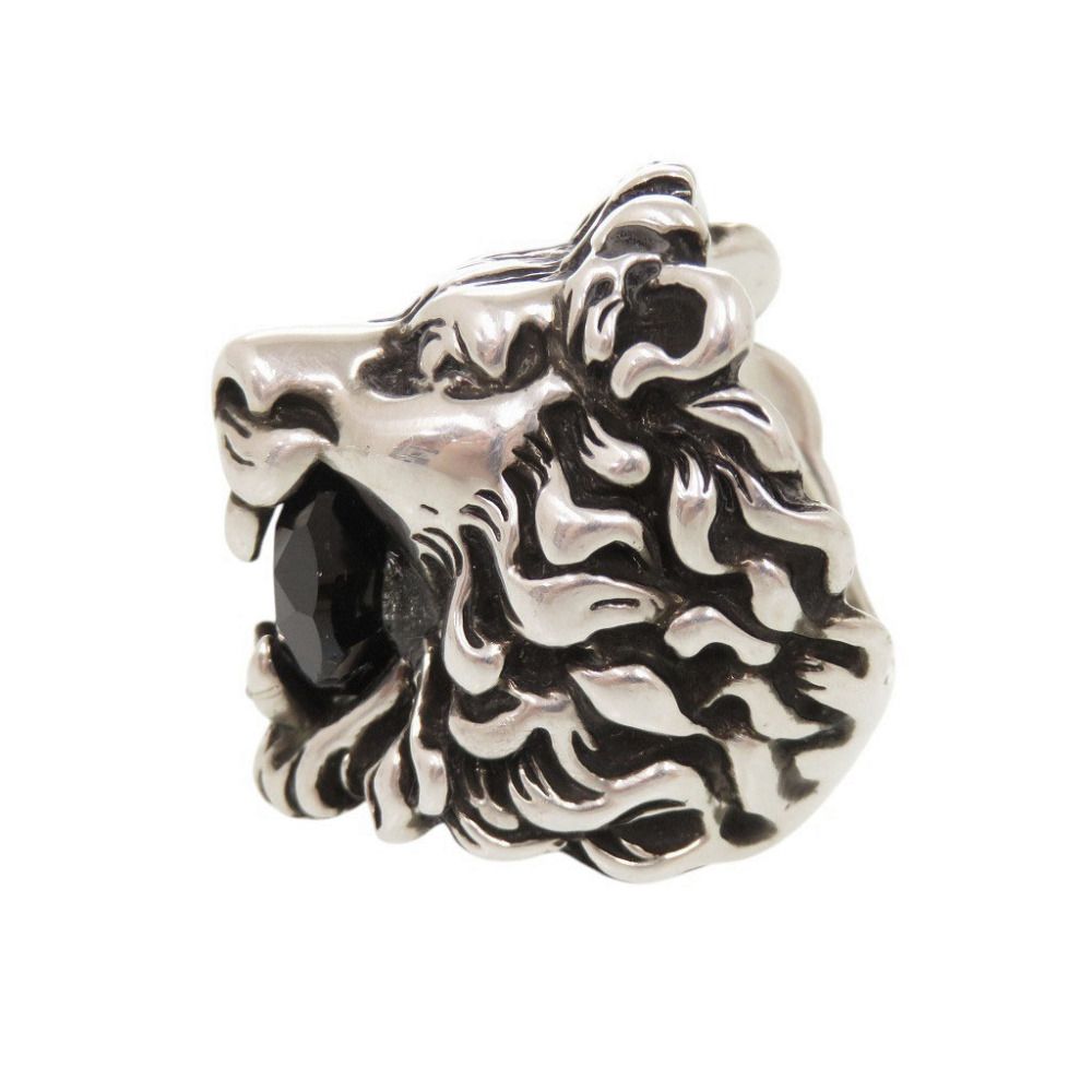 Gucci Lion Head Metal Stone Silver Ring — view 2