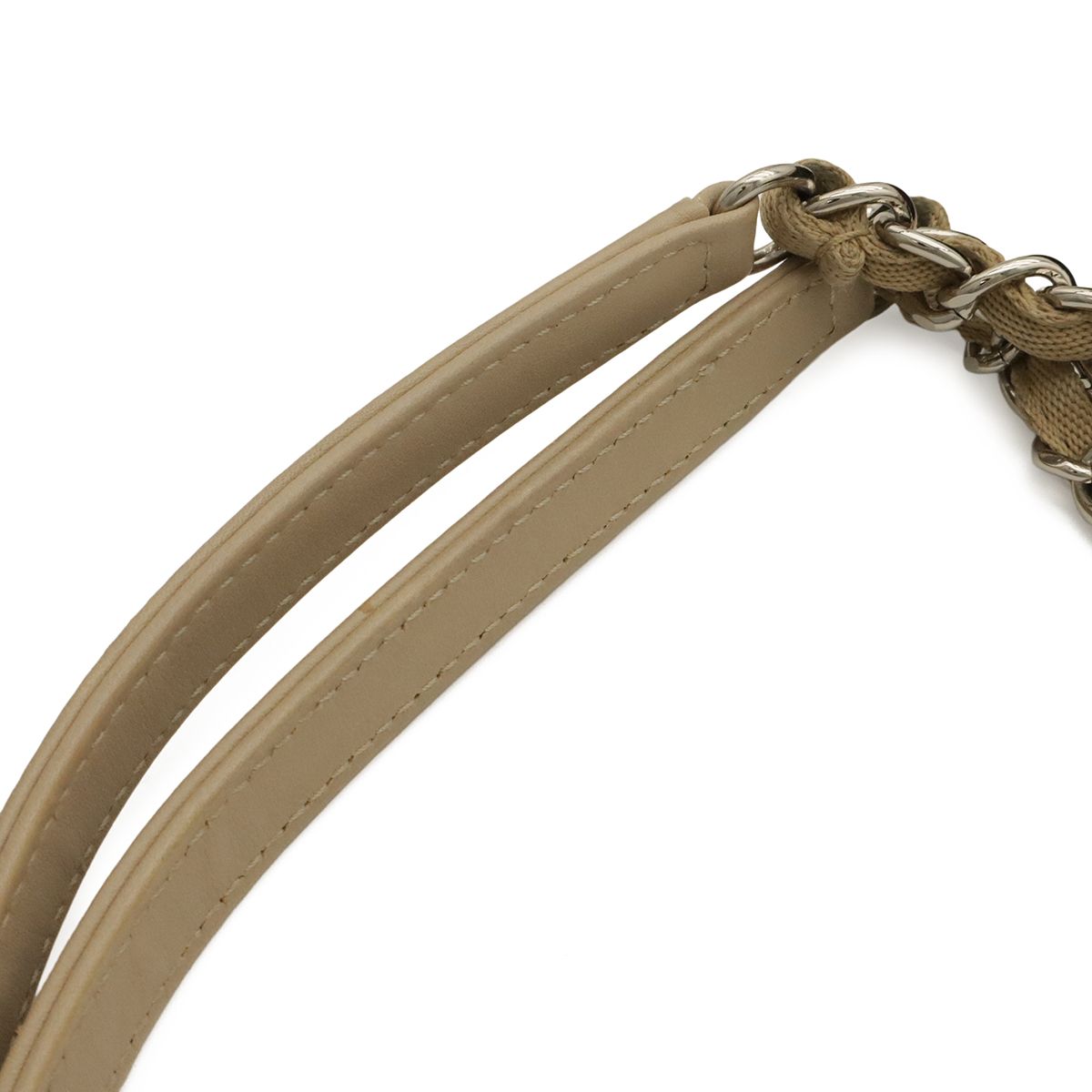 Chanel Deauville Line Tote MM Medium Chain Shoulder Bag Beige Brown Silver — view 4