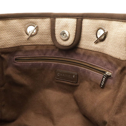 Chanel Deauville Line Tote MM Medium Chain Shoulder Bag Beige Brown Silver — view 7