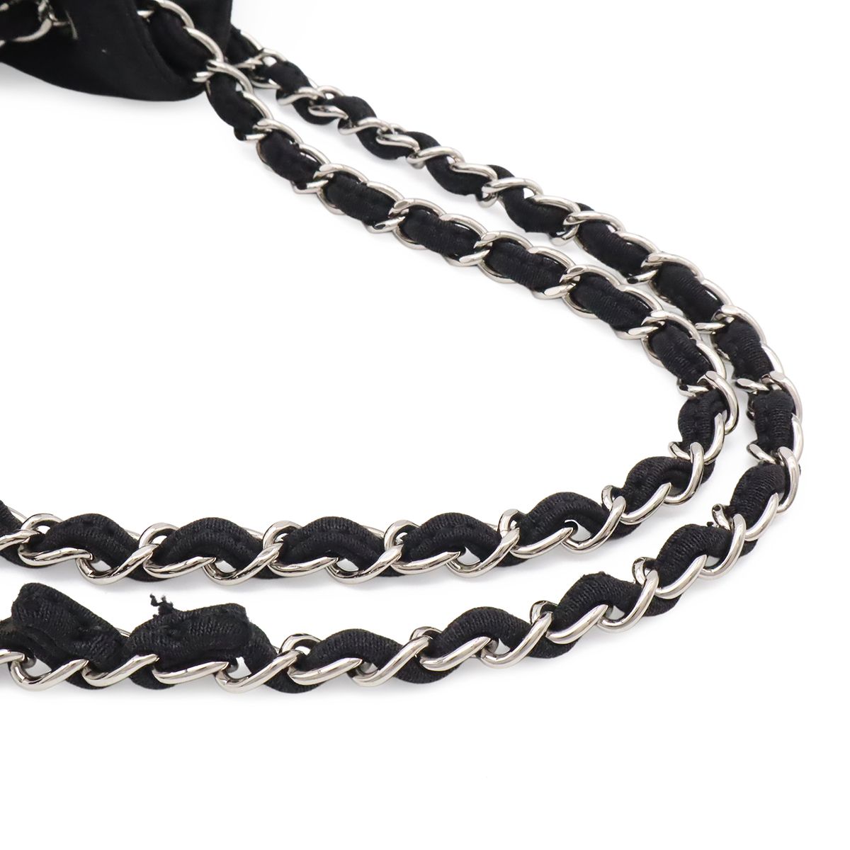 Chanel CC Logo Melrose Cabas Quilted Chain Shoulder Bag Cotton Jersey Black — view 4