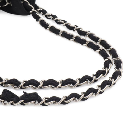 Chanel CC Logo Melrose Cabas Quilted Chain Shoulder Bag Cotton Jersey Black — view 4