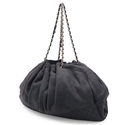 Chanel CC Logo Melrose Cabas Quilted Chain Shoulder Bag Cotton Jersey Black — view 2