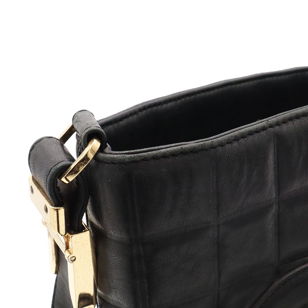 Chanel Choco Bar CC Logo Shoulder Bag Leather Black — view 7