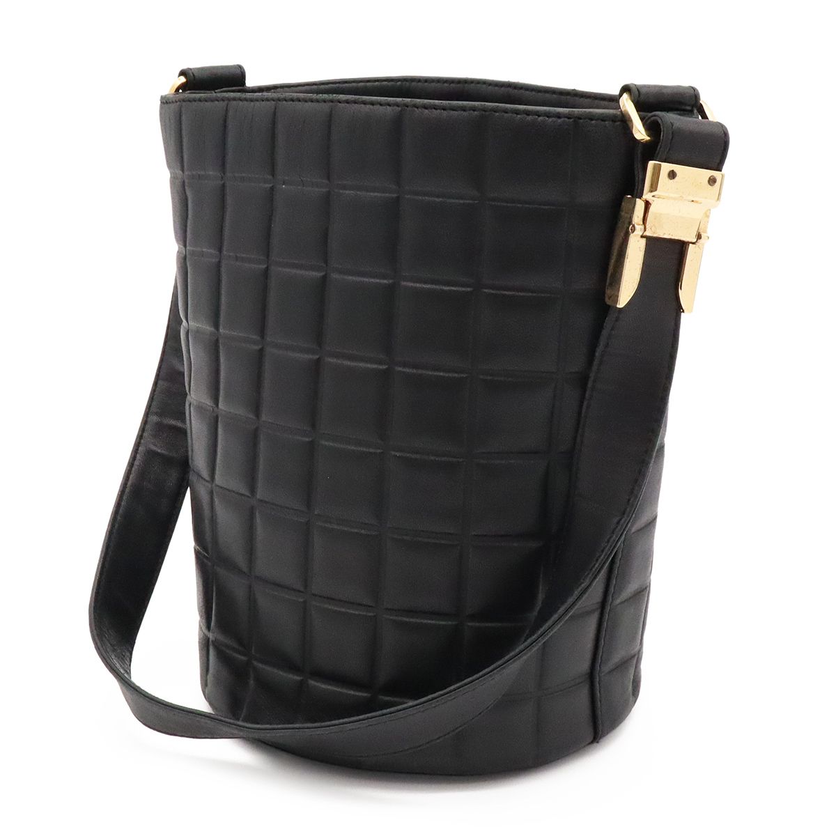 Chanel Choco Bar CC Logo Shoulder Bag Leather Black — view 2