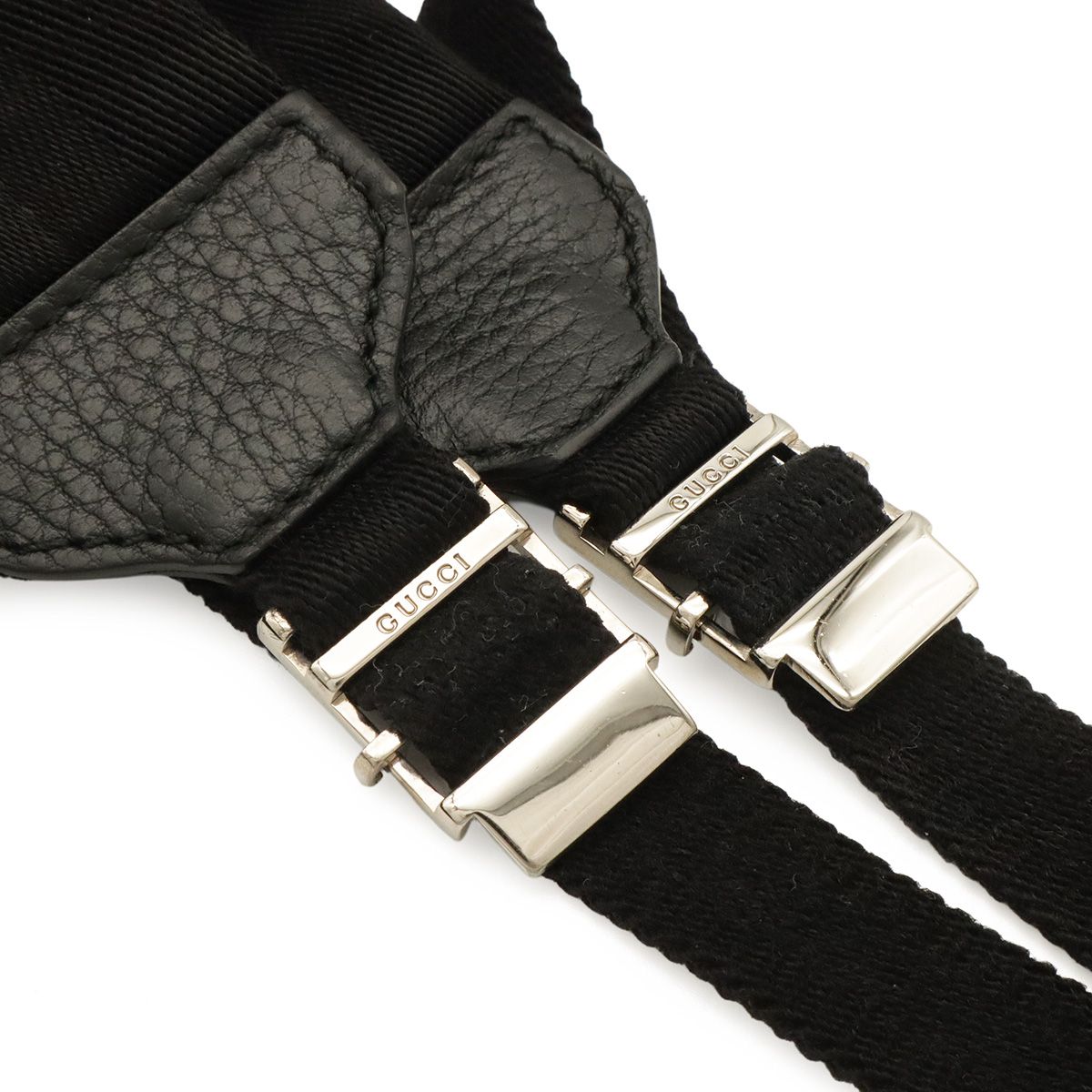 Gucci GG Nylon Backpack Leather Black Silver — view 6