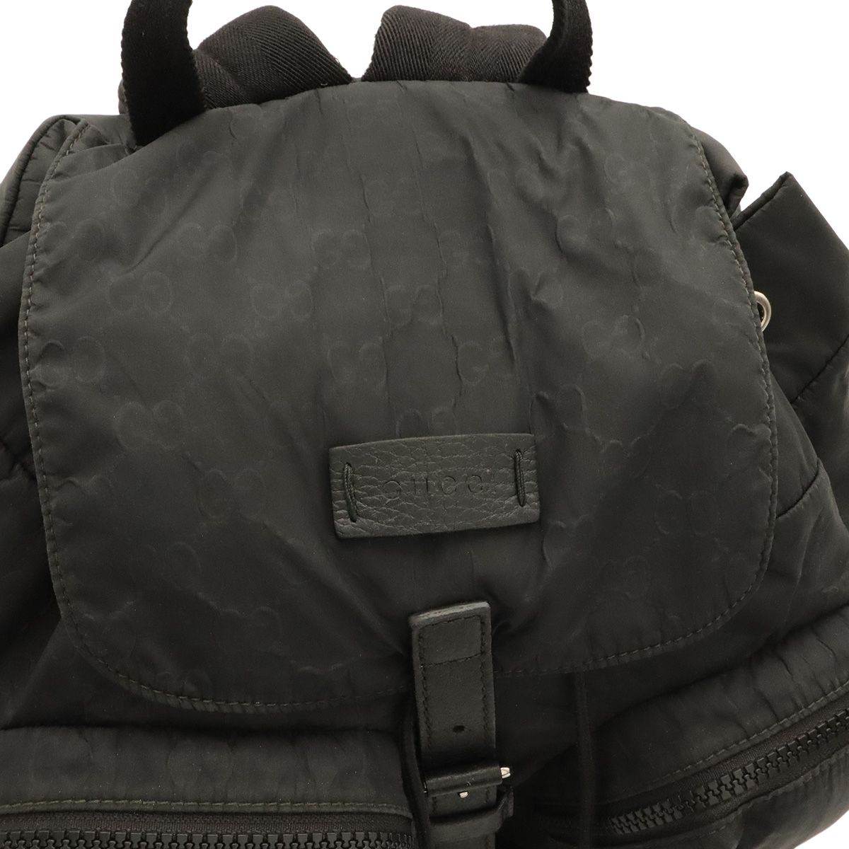 Gucci GG Nylon Backpack Leather Black Silver — view 4