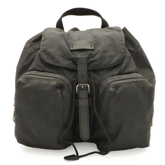 Gucci GG Nylon Backpack Leather Black Silver