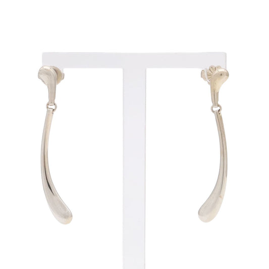 Tiffany & Co Elsa Peretti Elongated Teardrop Earrings Silver