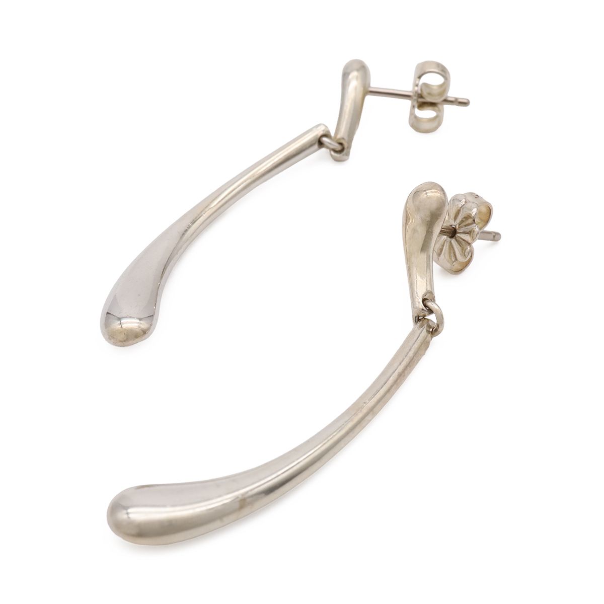 Tiffany & Co Elsa Peretti Elongated Teardrop Earrings Silver — view 2